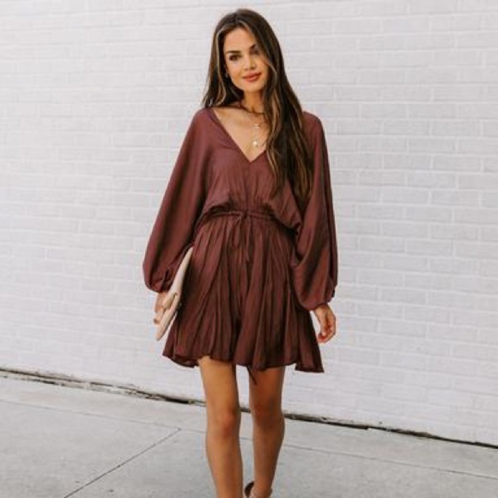 Vici Pocketed drawstring dress - mocha size small